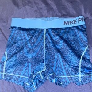 Nike Pro Blue and Black Patterned Shorts